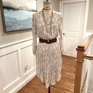 Free People, long sleeve dress with smocking and lace detail, size Small.